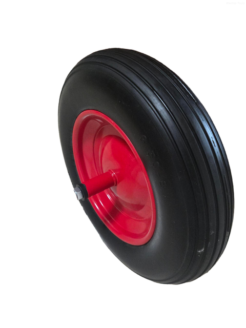 تایر بدون لوله جامد رینگ فلزی 3.50-8 PU فوم چرخ برای چرخ دستی چرخ دستی با بلبرینگ